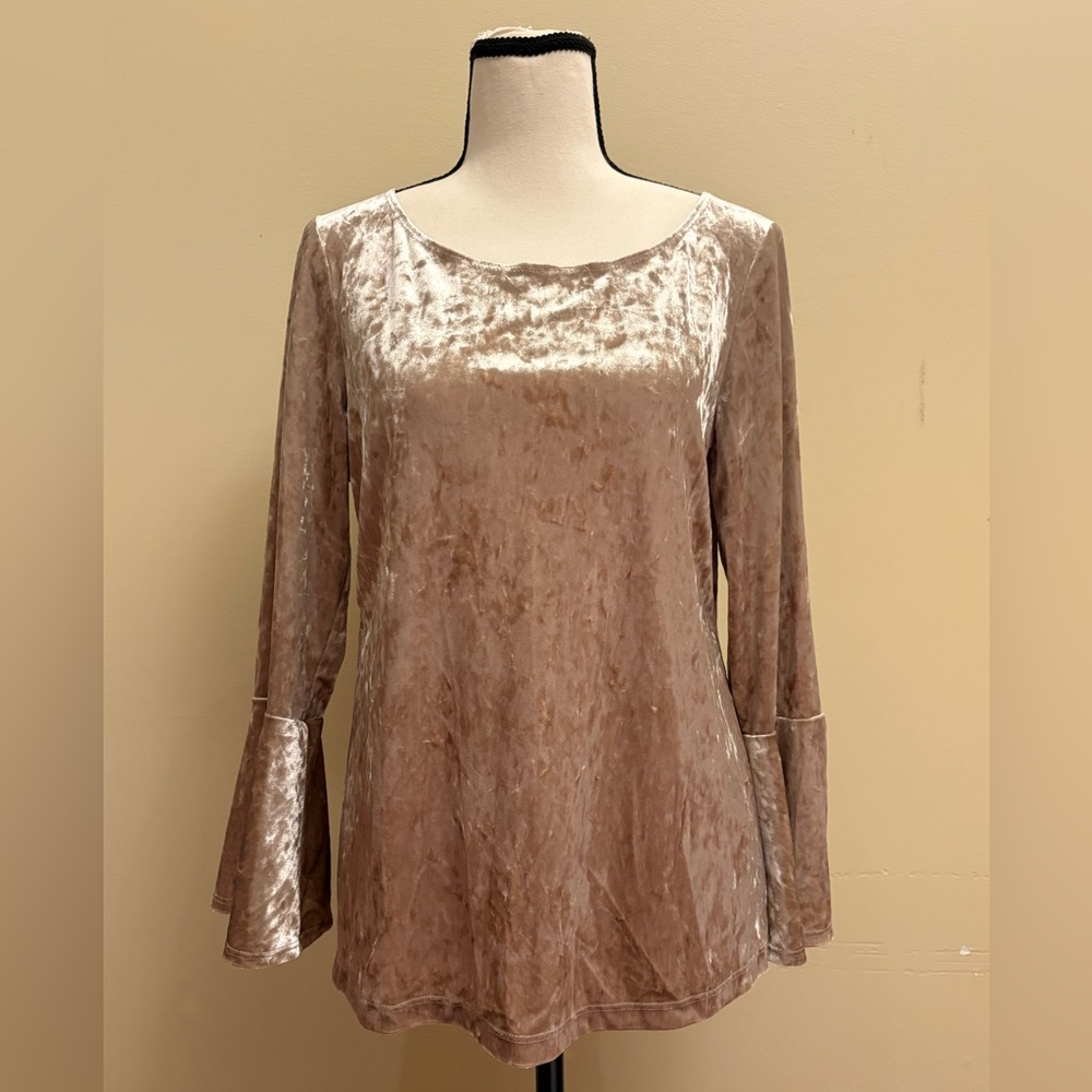 Connected Apparel Velvet Bell Sleeve Blouse - Size M